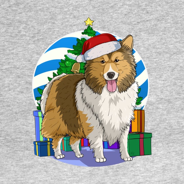 Shetland Sheepdog Dog Cute Santa Christmas Gift by Noseking